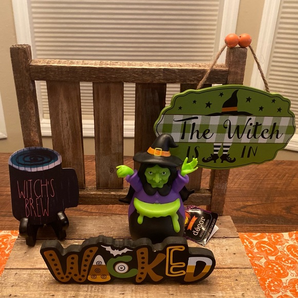 Halloween Witch Kitchen Towels, Witch Tier Tray Decor & Witch Wall Decor Signs - Picture 4 of 16